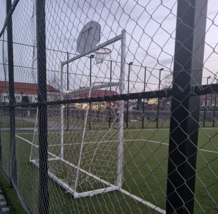 Football / handball goal with TEGO basketball panel 120x70 ring and net [7]