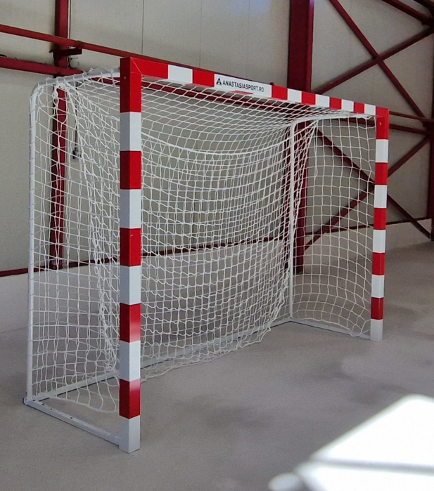 Poarta handbal 3x2 m Anastasia Sport, aluminiu profil 80x80 mm alb cu albastru, spate otel, [17]