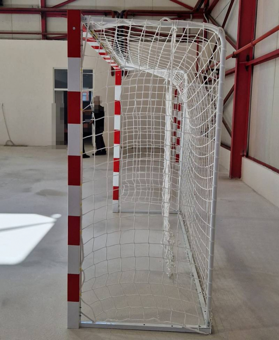 Poarta handbal 3x2 m Anastasia Sport, aluminiu profil 80x80 mm alb cu albastru, spate otel, [16]