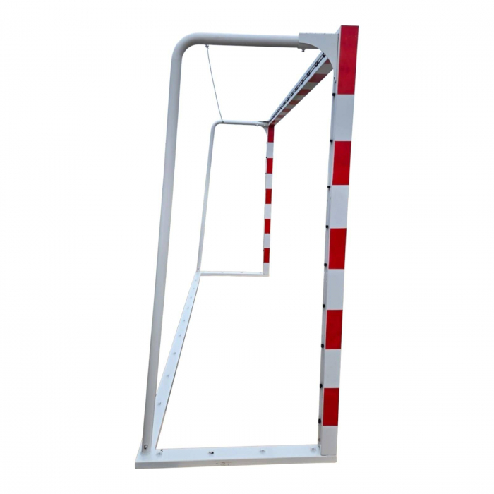 Aluminium Handball Goal – 3x2 m, 80x80 mm profile, steel back frame, red and white color [9]
