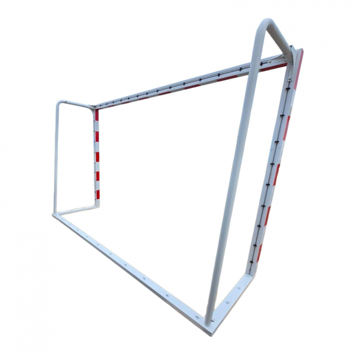 Aluminium Handball Goal – 3x2 m, 80x80 mm profile, steel back frame, red and white color [4]