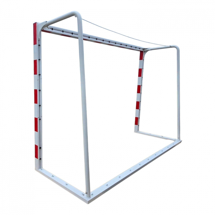 Aluminium Handball Goal – 3x2 m, 80x80 mm profile, steel back frame, red and white color [2]