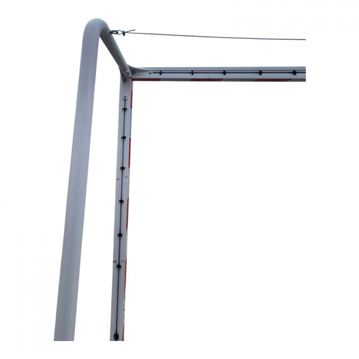 Aluminium Handball Goal – 3x2 m, 80x80 mm profile, steel back frame, red and white color [11]