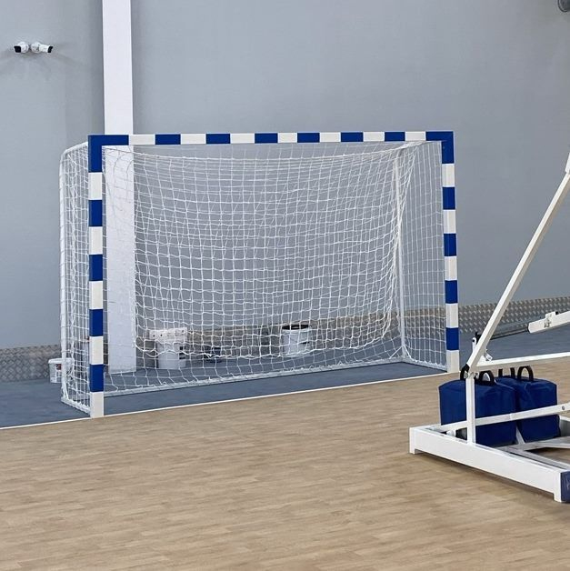 Poarta handbal 3x2 m Anastasia Sport, aluminiu profil 80x80 mm alb cu albastru, spate otel, [7]
