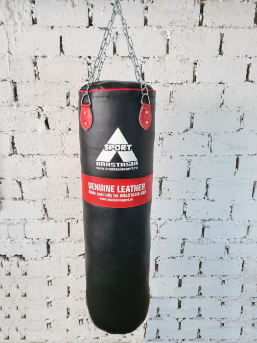 PUNCHING BAG IN SPLIT LEATHER 120 CM , 30KGS + STEEL CHAINS [19]