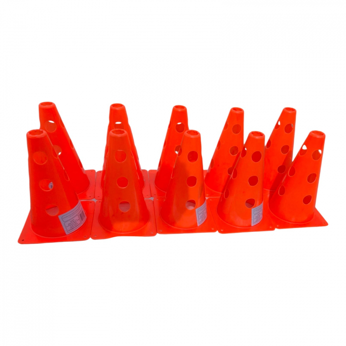 Set of 10 Sportech Training Cones, 30 cm, with Holes [7]