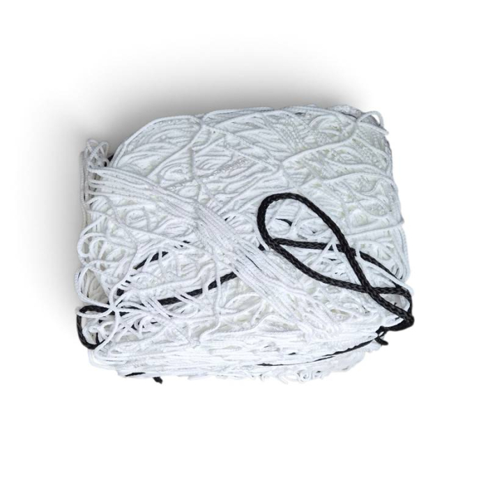 Set of 2 HUCK 1053-02 football goal nets, white, for 7.32 × 2.45 m goals, 200 cm top and bottom depth, knotless polypropylene, 3 mm cord, 120 mm square mesh [2]