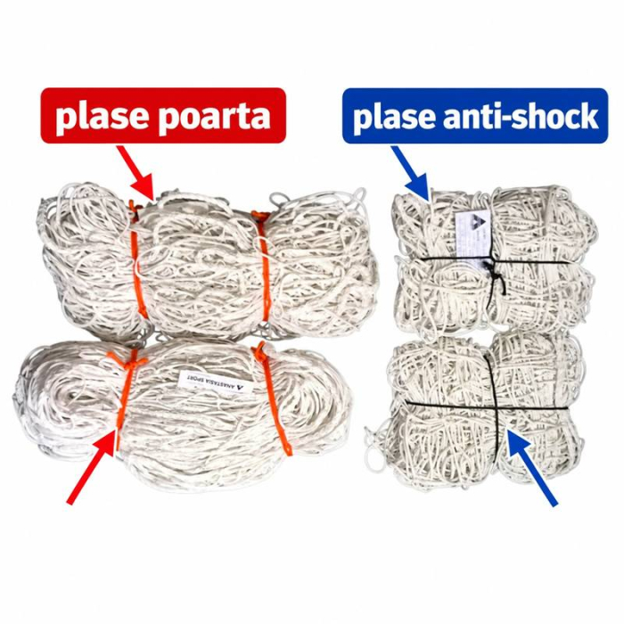 Handball Goal Nets Set 3x2 m Anastasia Sport, 3.5 mm Twisted Knot Net, Anti-Shock Inner Net, 10x10 cm Mesh, HDPE, White [2]