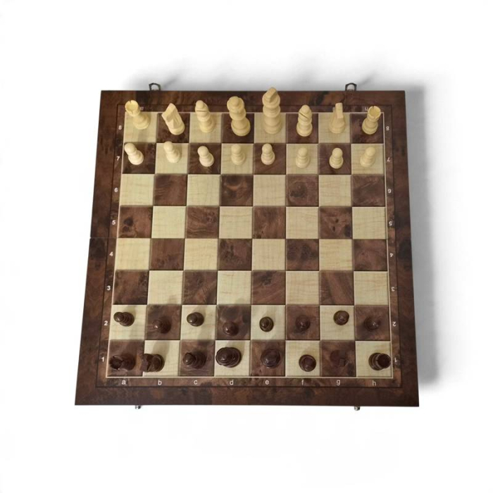 3-in-1 Wooden Board Game Set, Chess, Checkers and Backgammon, 39 cm, Folding Board [4]