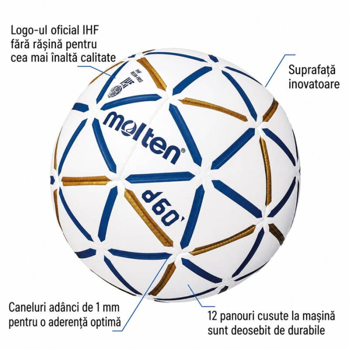 Set 6 mingi handbal Molten D60 marimea 1 FREE RESIGN + geanta + pompa + manometru [8]