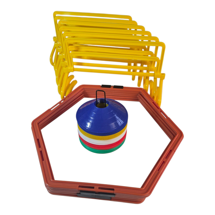 Set antrenament agilitate Master Sport TIP2: scarite hexagonala, 50 copete, 6 obstacole reglabile [4]