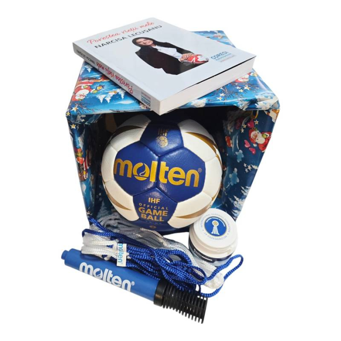 Gift Set Handball Molten X5000, Size 2 / 3 – IHF PRO Ball, Resin, Pump and Net + Gift Wrapping + Narcisa Lecusanu Book [2]