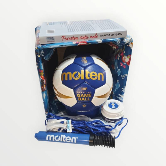 Gift Set Handball Molten X5000, Size 2 / 3 – IHF PRO Ball, Resin, Pump and Net + Gift Wrapping + Narcisa Lecusanu Book [3]