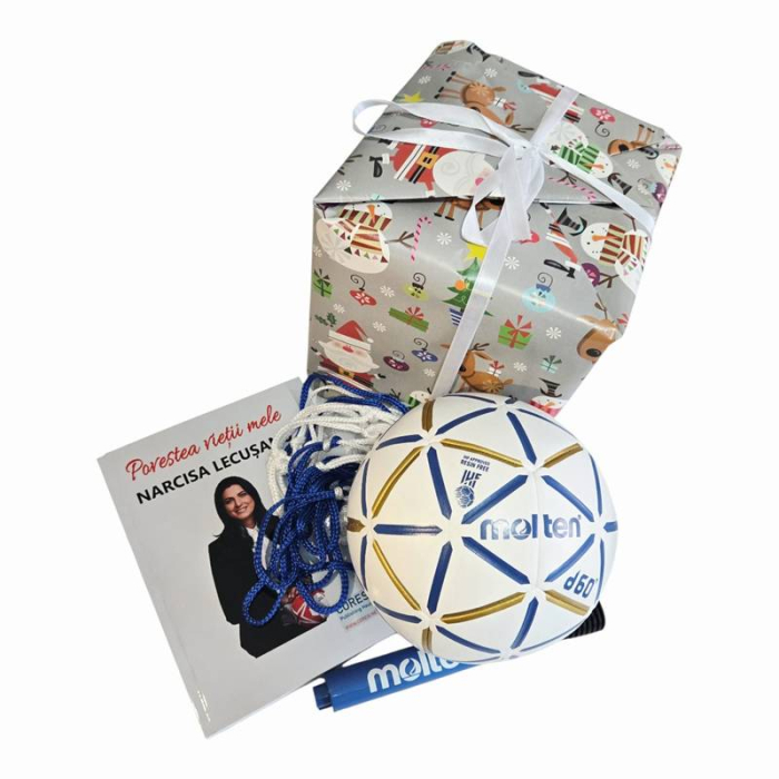 Set cadou minge handbal Molten D60 cu pompa si plasa + ambalaj cadou + carte Narcisa Lecusanu [1]