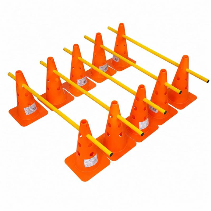 Set complet agilitate Master Sport – 5 gardulete reglabile (10 conuri galbene + 5 bastoane) + scarita 6 m + markere 50 buc [5]