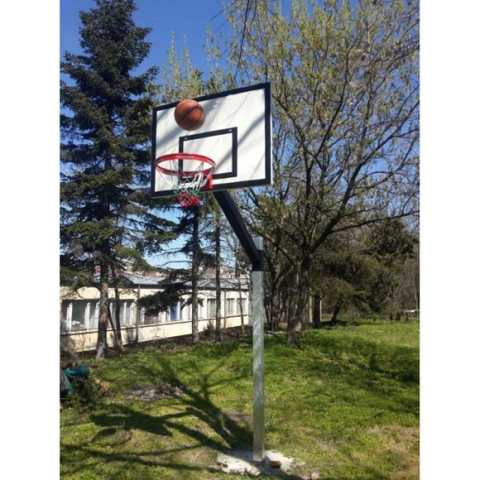 Sistem baschet mono stalp MODEL100, panou 120x90 cm, inel si plasa, fixare prin betonare [9]