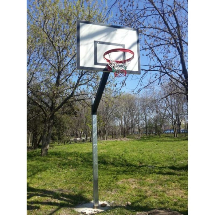 Sistem baschet mono stalp MODEL100, panou 120x90 cm, inel si plasa, fixare prin betonare [11]