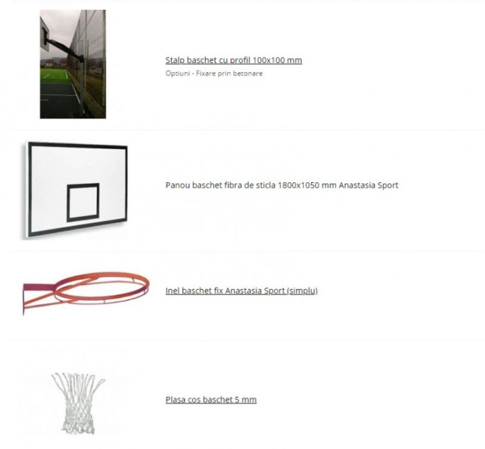 Sistem baschet mono stalp MODEL101, panou fibra 180x105 cm, inel si plasa [14]