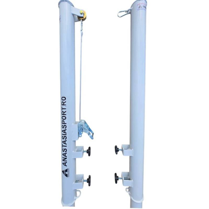 Multi-Functional Volleyball and Tennis Posts Anastasia Sport, Steel Ø76 mm, Socket Mounted, Set of 2 [8]