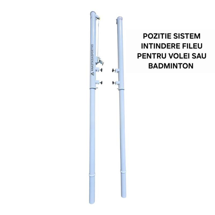Multi-Functional Volleyball and Tennis Posts Anastasia Sport, Steel Ø76 mm, Socket Mounted, Set of 2 [6]