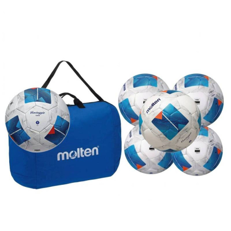 Packages for football clubs - Pack of 6 Footballs Molten FIFA Quality PRO: 1x F5N5000 + 5x F5N3555, Size 5 + Ball Bag EK0046-B