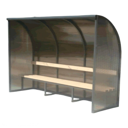 Banca rezerve acoperita 6 locuri, structura metalica, policarbonat, scaune PVC sau lemn masiv [1]