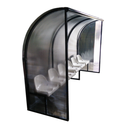 Banca rezerve acoperita 6 locuri, structura metalica, policarbonat, scaune PVC sau lemn masiv [3]