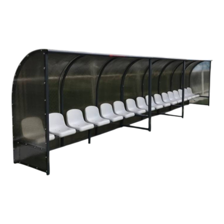 Banca rezerve acoperita 6 locuri, structura metalica, policarbonat, scaune PVC sau lemn masiv [10]