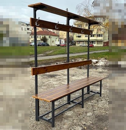 Gimnastica - Banca vestiar cu cuier  si raft 2 m