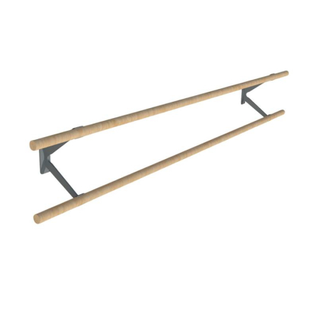 Gimnastica - Bara de balet dubla Anastasia Sport, 2,5 m, montaj perete, bare lemn 40 mm