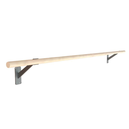 Gimnastica - Bara de balet simpla Anastasia Sport, 2,5 m, montaj perete, bara lemn 40 mm