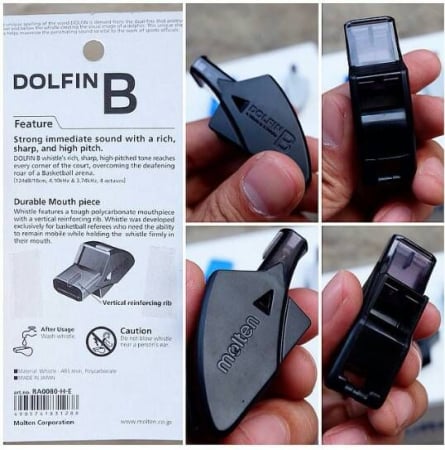 Fluier Molten Dolfin B negru, cu snur pentru baschet [1]