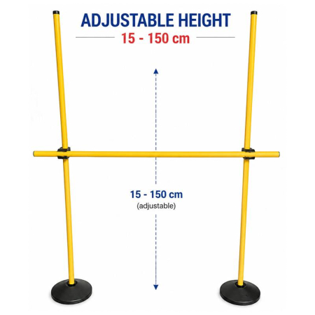Volleyball accessories - Sportech adjustable training hurdle 15–150 cm, 120 cm wide, with 2 rubber bases, 3 poles and 2 clips