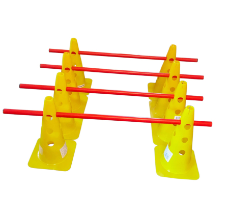 Sportech Training Hurdle Set – 8 x 38 cm Cones + 4 x 100 cm Poles, Flexible PVC [2]
