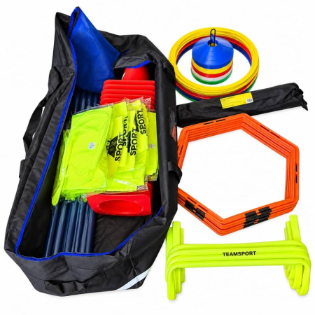 Volleyball Training Accessories – Hurdles, Cones, Ladders, Obstacles - Anastasia Sport Complete Sports Training Kit for Agility, Coordination, Speed and Mobility, with Training Accessories, 12 Training Bibs and Carrying Bag