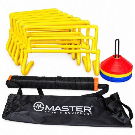 Kit antrenament agilitate Master Sport, 6 obstacole reglabile, scara agilitate 6 m, 20 jaloane/copete [3]