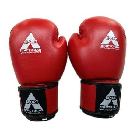 Manusi box lupta Anastasia, piele naturala, rosii, marime 12 OZ