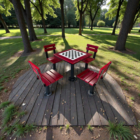 Masa sah exterior Elegance cu 2 scaune, lemn larice, mobilier urban parc [1]