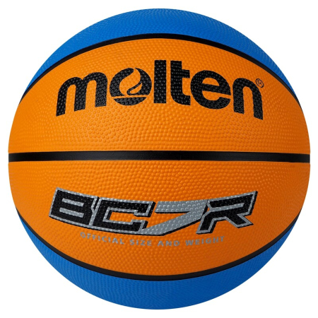 Mingi baschet Molten pentru exterior - Minge baschet Molten BC7R2 marimea 7, cauciuc premium, portocaliu cu albastru