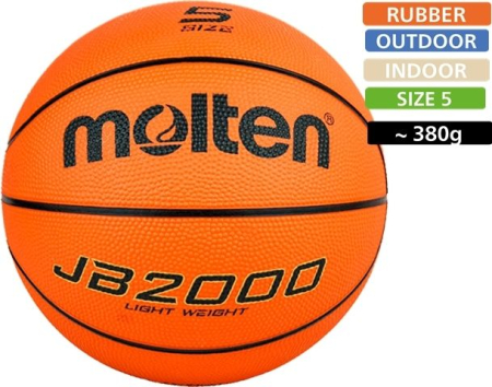 Molten basketballs - Molten JB2000-L basketball size 5, rubber, light 380 gr.