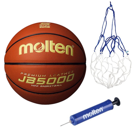 Molten basketballs size 5 - Minge baschet Molten JB3800, marime 5, light 400 grame, cu pompa si plasa