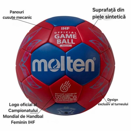 Minge handbal Molten A1800, design CM de Handbal 2025, recomanda pentru antrenament, marime 3 [4]