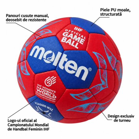 Molten H2A5000-W5Z official World Championship handball, size 2, IHF approved [4]