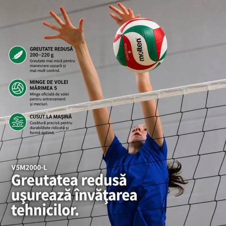 Minge volei Molten V5M2000-L LIGHT marime 5, 200–220 g, antrenament juniori [3]