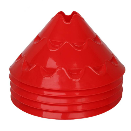 Baschet - Set 5 copete Sportech multifunctionale cu gauri, rosii, 15 cm