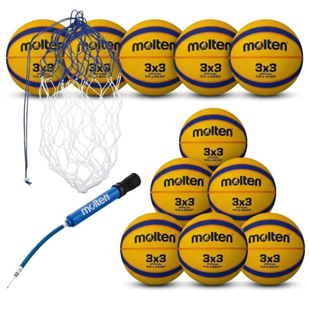 Pachet 10 Mingi baschet 3x3 Molten B33T2000 + sac Molten BN10 + pompa Molten DHP21 [1]