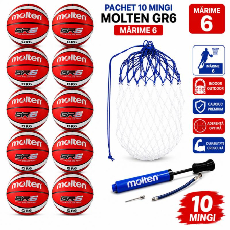 Packages for basketball clubs - Molten GR6-RW Basketball Pack – 10 Balls size 6 + Pump and Bag