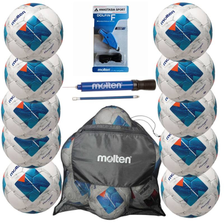 Packages for football clubs - Football Training Set 10 Balls Molten F4N1710 Size 4 + Mesh Ball Bag + Pump + Molten Dolfin F Whistle