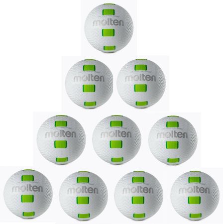 Packs of balls Molten for volleyball clubs - Pack of 10 Molten S2Y1550 Volleyballs – Soft Rubber, Ø 200 mm, 155 g