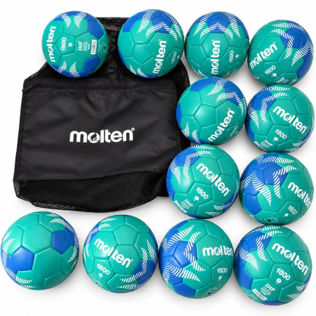 Pachete promo mingi handbal - pentru cluburi si scoli - Pachet 12 mingi handbal Molten H1A1800, marime 1 cu sac transport